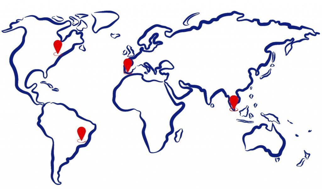 Map of World with Red Dots contact us