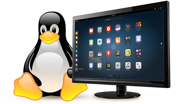 linux penguin near computer
