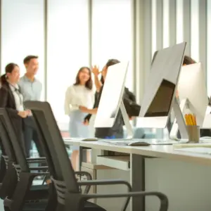 Reis Informatica modern office IT infrastructure with desktop computers and team collaboration