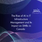 Title slide reading The Rise of AI in IT Infrastructure Management and Its Impact on SMBs in Canada with Reis Informatica branding and abstract tech wave design.