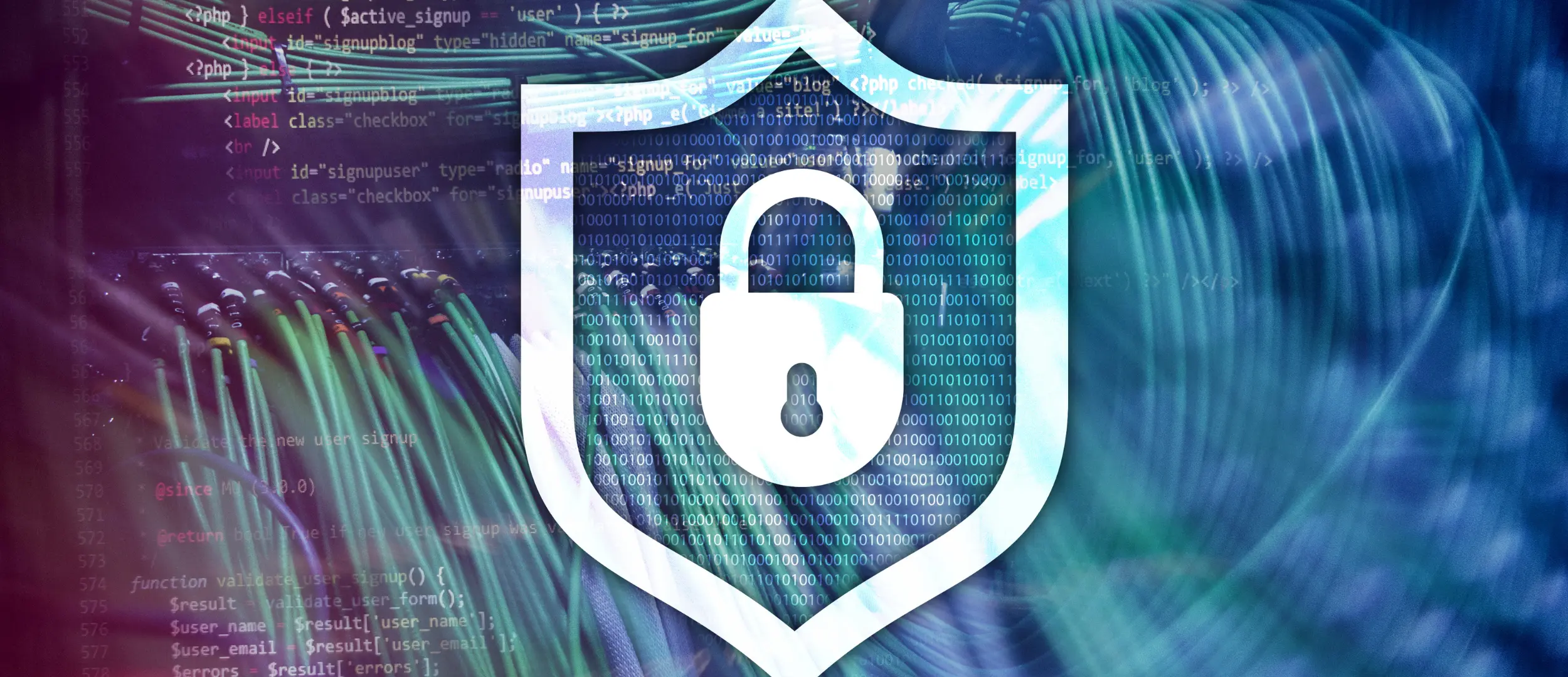 Cybersecurity shield and padlock representing protection against ransomware attacks.