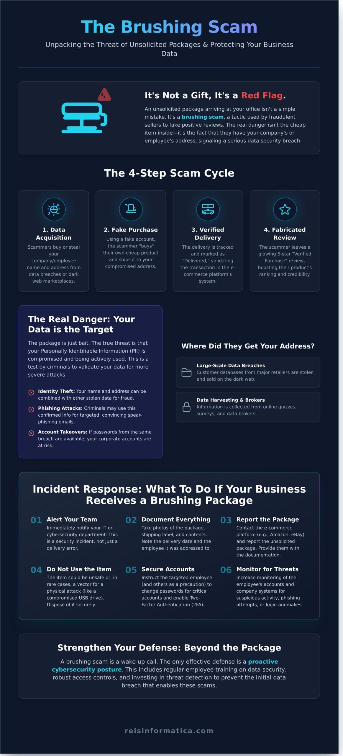 What is a Brushing Scam? Protecting Your Business and Privacy in 2026 - Infographic